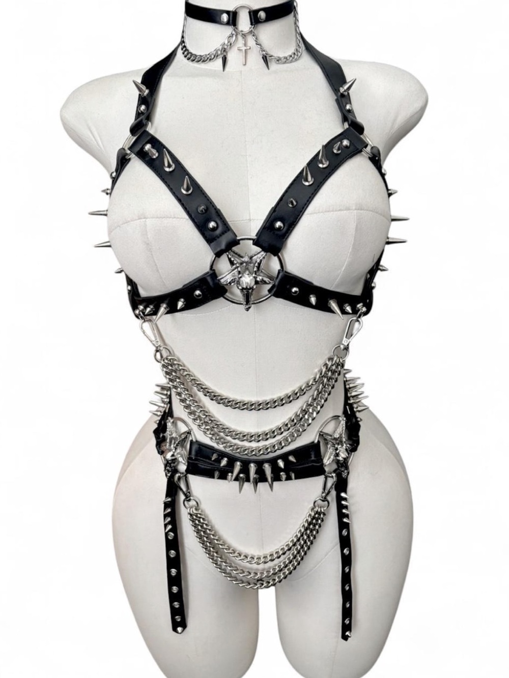 Custom Killstar Spiked Harness Set Heavy Chain Goth Festival Stagewear
